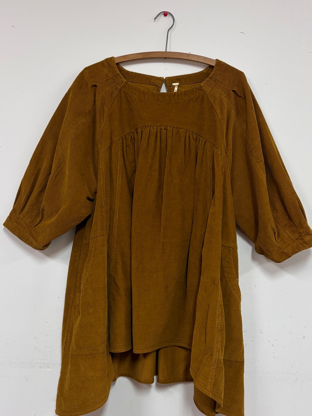 Free People  Corduroy Tunic Top Size M / Brown Gold Oversized Boho Style